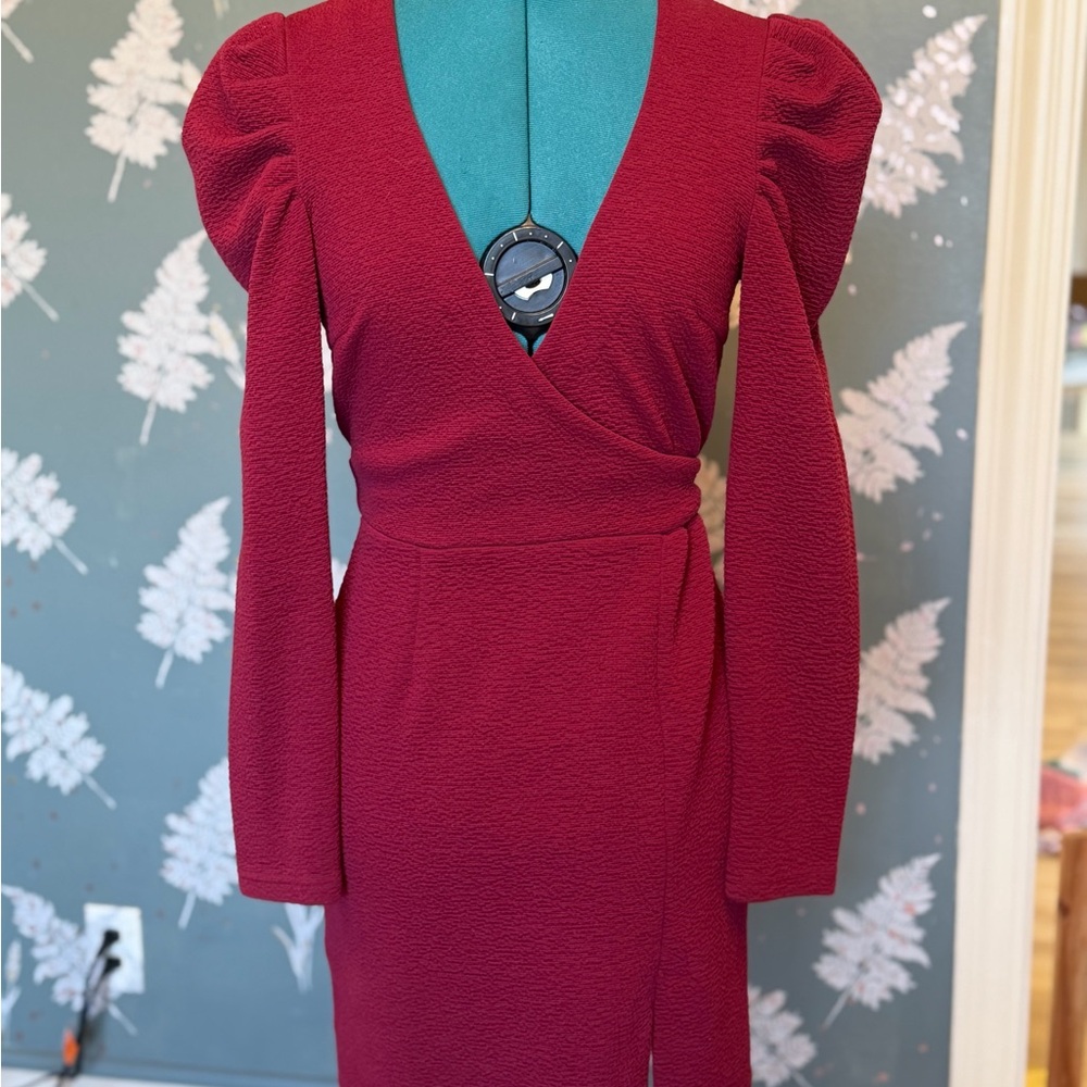 Chic Long Sleeve Burgundy Dress